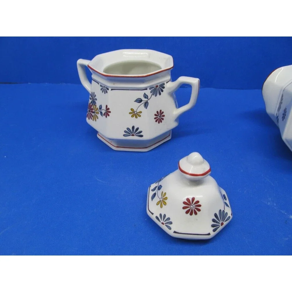 Adams Ironstone Vermont Covered Sugar Dish And Creamer Excellent Cond